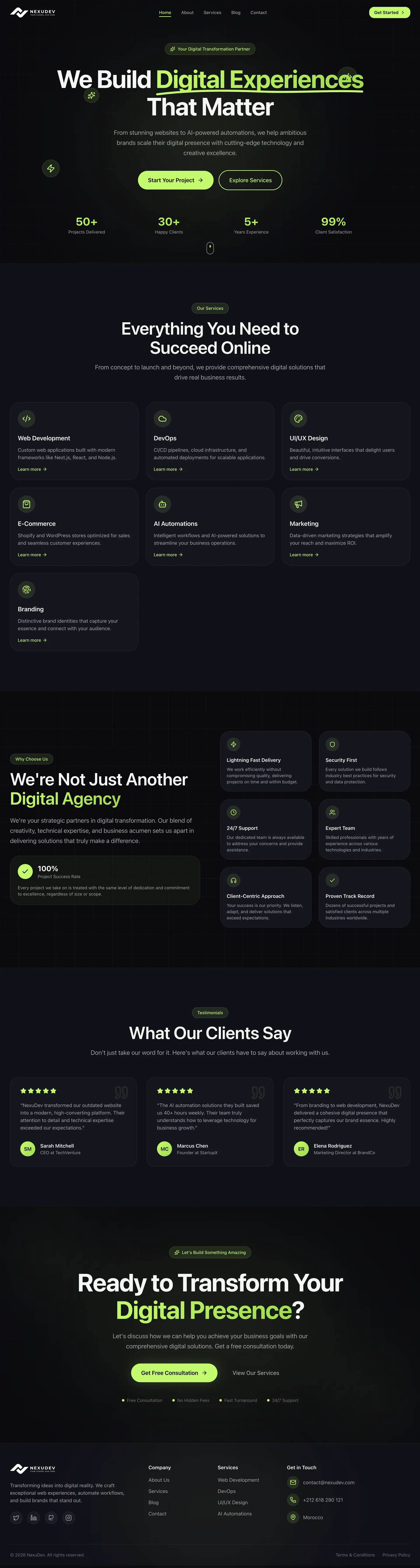 Nexu Dev Agency Website